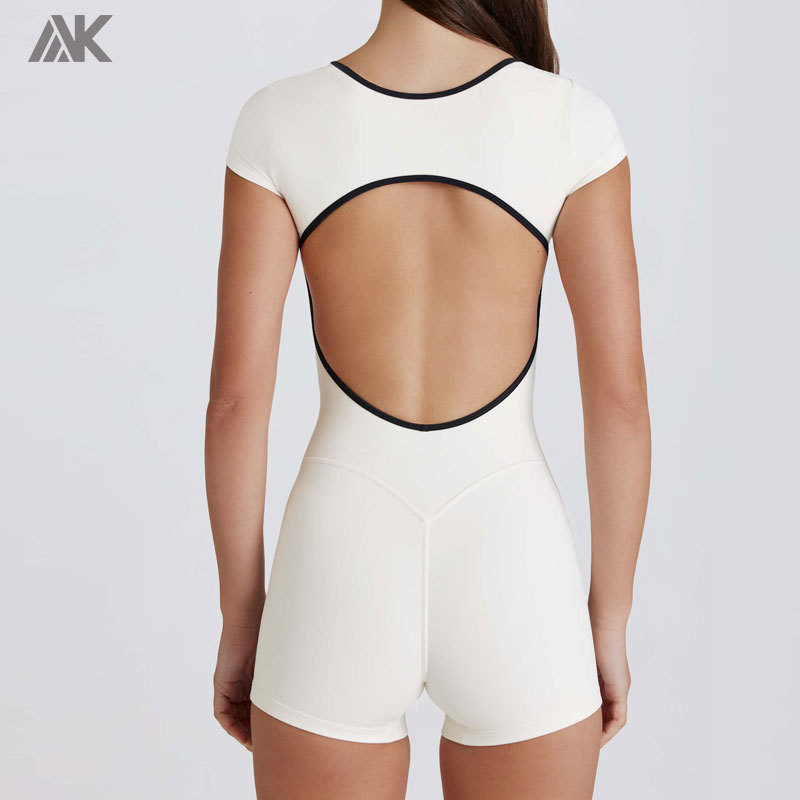 Custom Soft Active Open-Back Women's Unitards High Quality Sweetheart Neck Women Bodysuit-Aktik